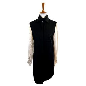 Derek Lam 10 Crosby Wool & Silk Two-Tone Shirt Dress – Detachable Collar, Size 4